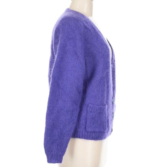 Vintage Bramble Lane Mohair Hong Kong Purple Deep V Neck Cardigan M - Picture 3 of 9